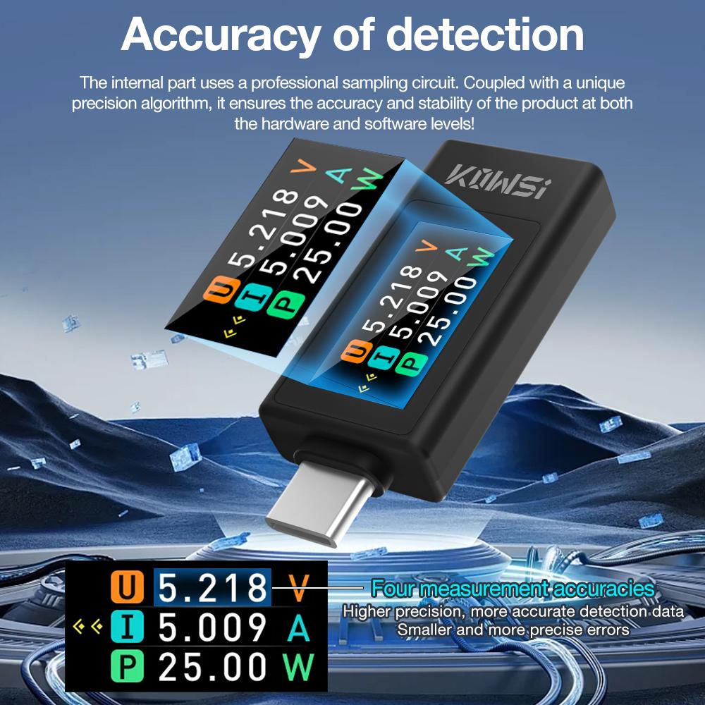 Neuer KWS-1902L Typ-C Strom- & Spannung 4-30V 0-8A Leistungsmesser Digitaler Farbbildschirm Tester Messgerät Stromausfallspeicherung