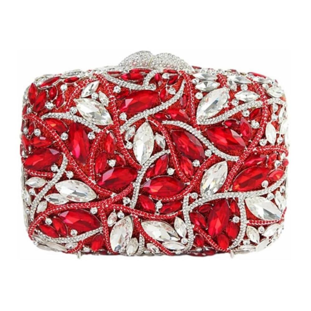 WHTUOHENG Bolso de Noche Plateado con Piedra Grande para Mujer Bolso de Mano Nupcial con Diamantes Cartera de Mano con Pedrería para Cena de Boda