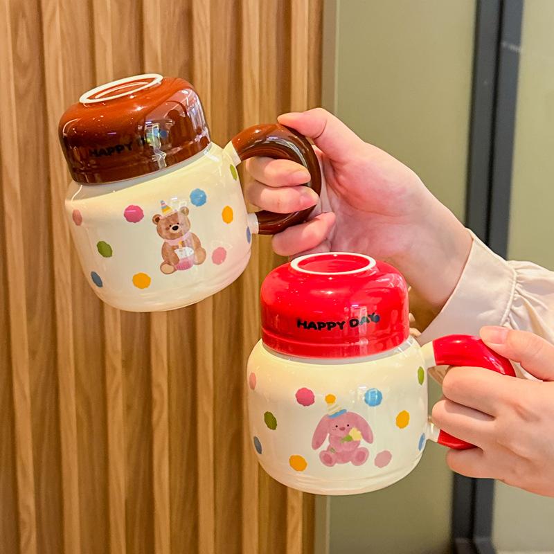 Birthday gift for girls, cute bear cup, high-value ceramic mug, couple kettle, girlfriend souvenir