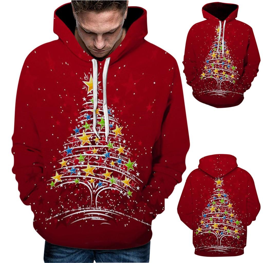 

Рождественские женские и мужские пары с длинным рукавом и принтом, толстовка с капюшоном, пуловер, топы