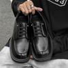 Herrskor i läder med fyrkantig tå Trendig minimalistisk designstil Utomhus fritid fest Vardagliga affärsbyrå formella skor