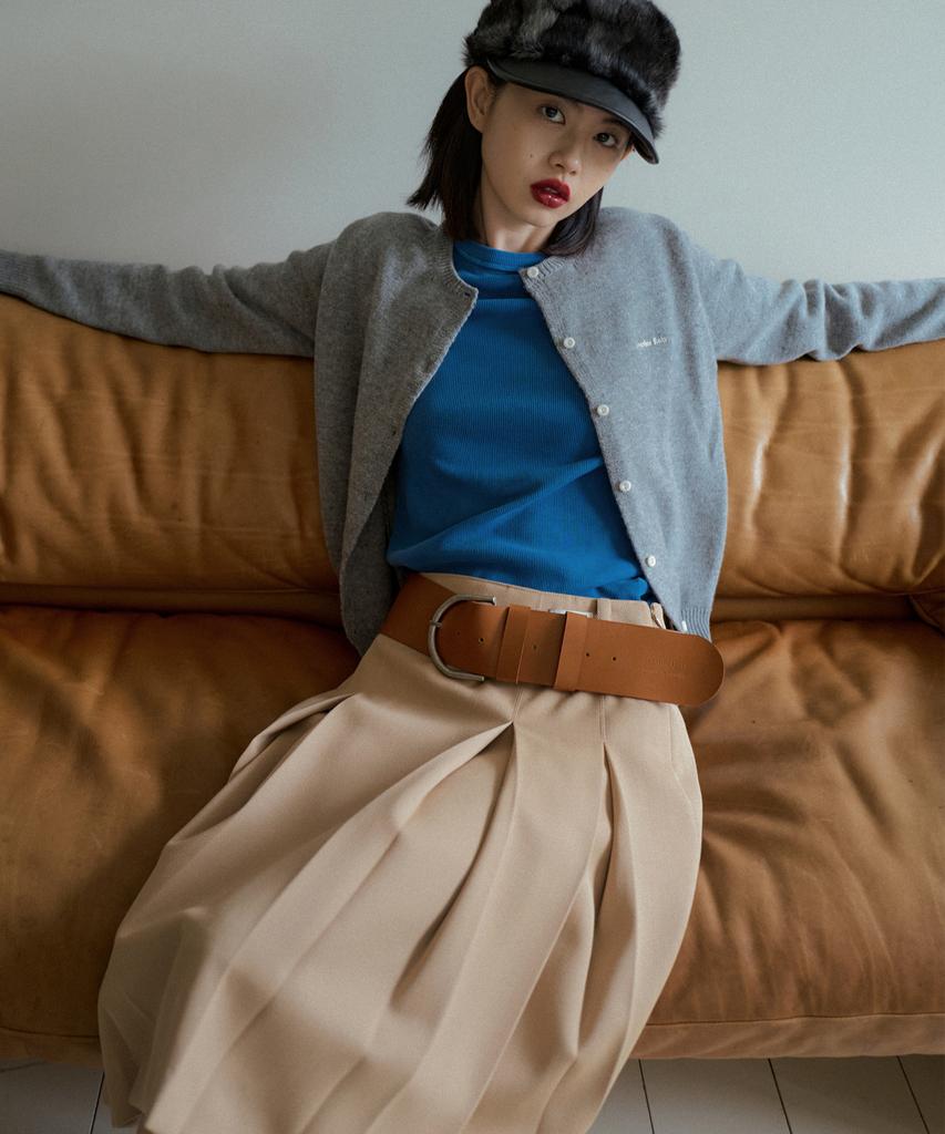 Obeodyupeulleeo Wool Pleated Skirt_Beige