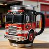 Portable Insulated Fire Truck Shape Coffee Cup with Detailed Design Drinking Cup Suitable for Gift Givings or Individual