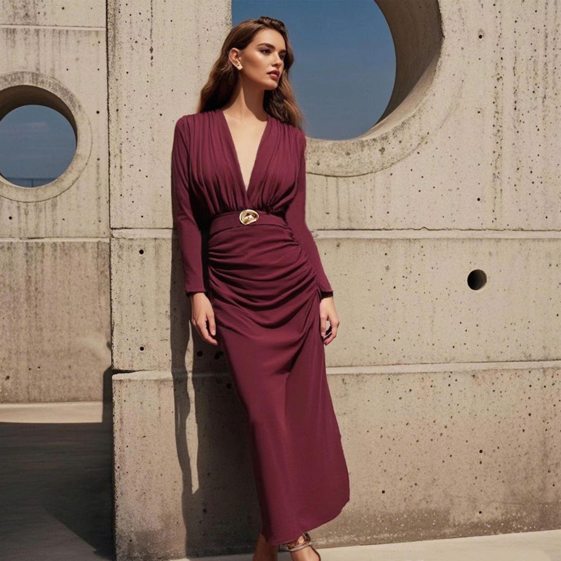 

Spring/Summer 2025 Women s Fashion: Elegant Belted Maxi Dress Small