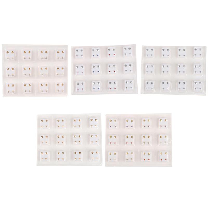 12 Pairs Medical Earrings Piercing Tool Ear Stud Surgical Steel Earrings Jewelry