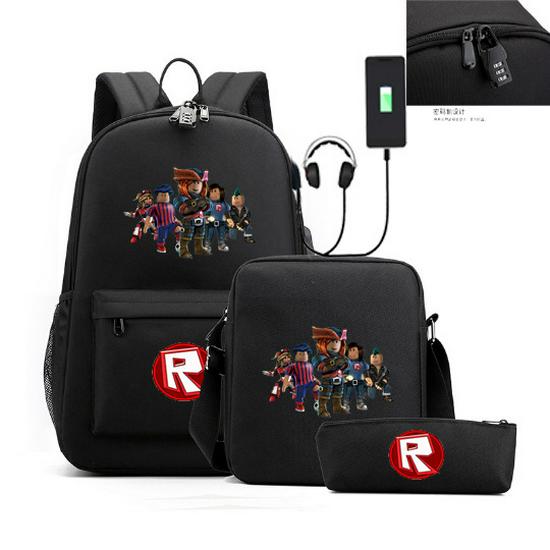 Set batohu, tašky přes rameno a pouzdra na tužky s motivem hry Roblox pro studenty