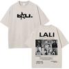 Singer Lali River Tour  Print Vintage Washed Tshirt Unisex Women Fashion Tshirts Summer Loose Casual Harajuku Cotton Tshirts