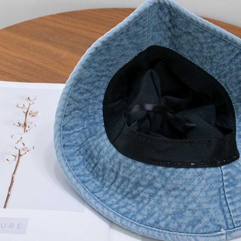 Denim bucket hat ladies trend retro wash basin hat men's summer outdoor sun protection hat