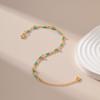 Gold Plated Double Layer Turquoise Color Seed Bead Bracelet With Extension Chain