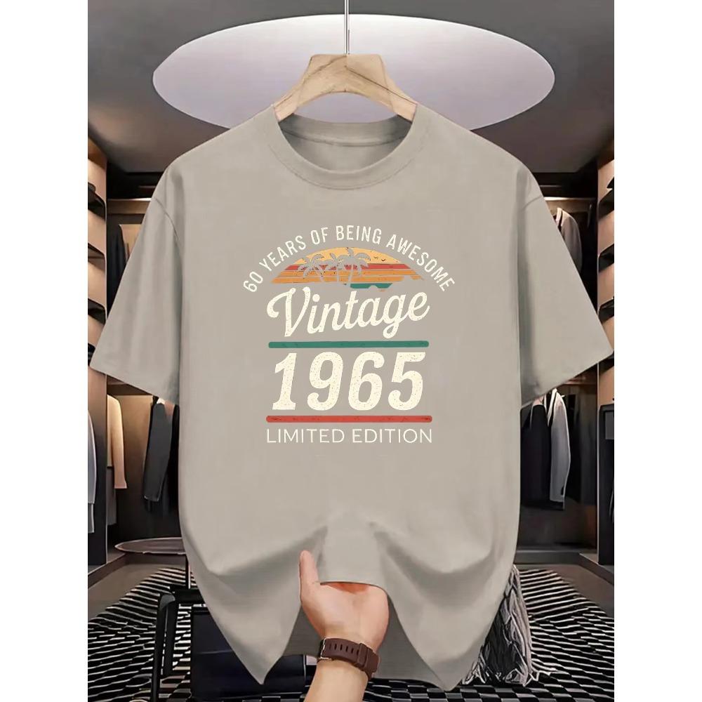 Men's Summer 100%  Fashionable Casual Loose 60 Year Great Pattern T-shirt Limited Edition 1965 Retro T-shirt