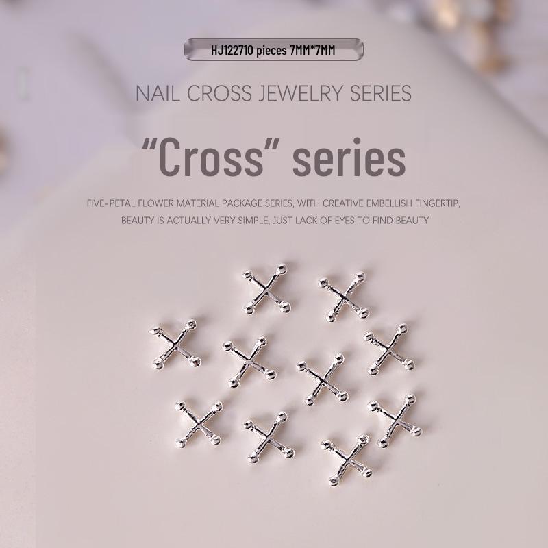 

Ретро Серебряные Аксессуары для Ногтей X-образные: Японские украшения в панк-стиле, 10 штук