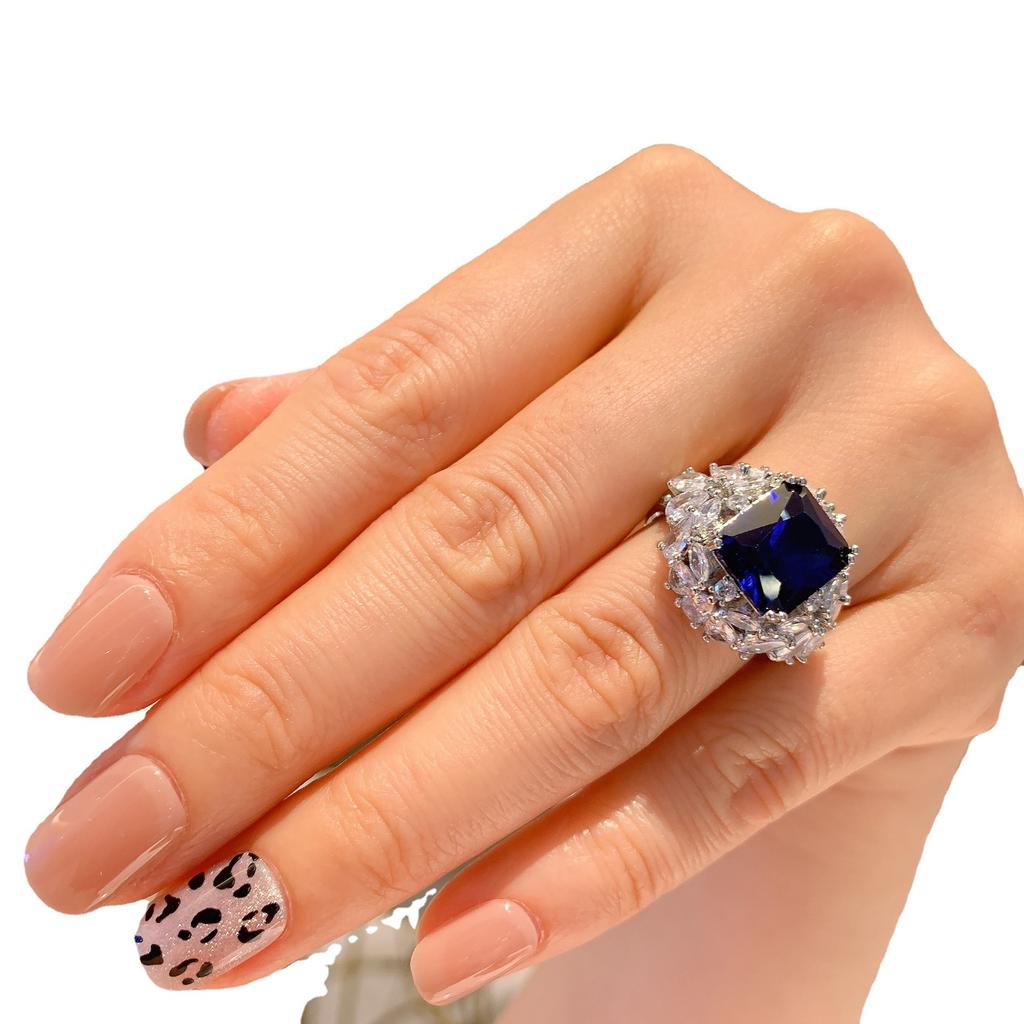 Schmuck Ring Farbe Schatz Beliebtes Temperament Schmuck Retro Ring Hauptstein 10 * 12