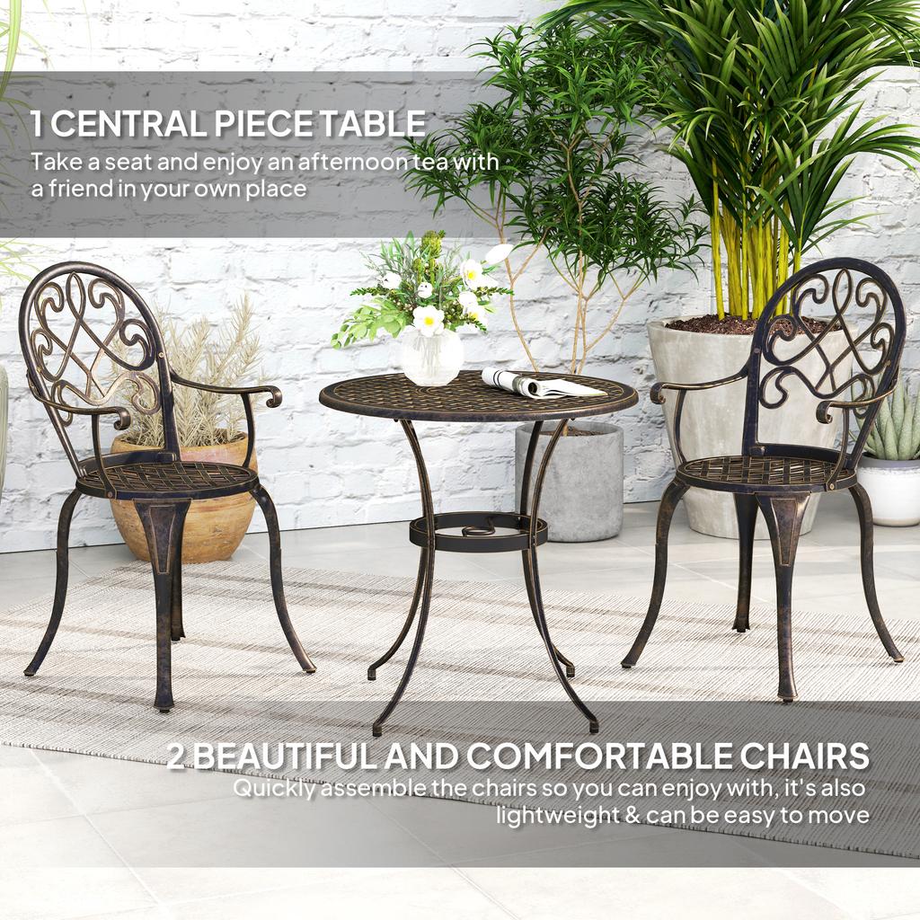 Three-Piece Elegant Aluminium Garden Set - Bronze Tone