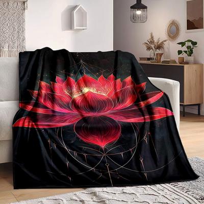 1 Stück Lotus Mandala Decke, Leichte Flanell Überwurfdecke für Sofa, Bett, Reisen, Camping, Wohnzimmer, Büro, Couch, Stuhl und Bett