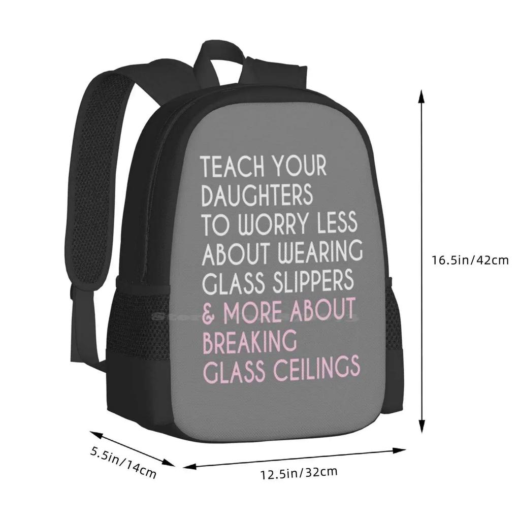 Breaking Glass Ceilings Pattern Design Bag Student's Backpack Feminism Strong Woman Boss Lady Womens Rights Resist