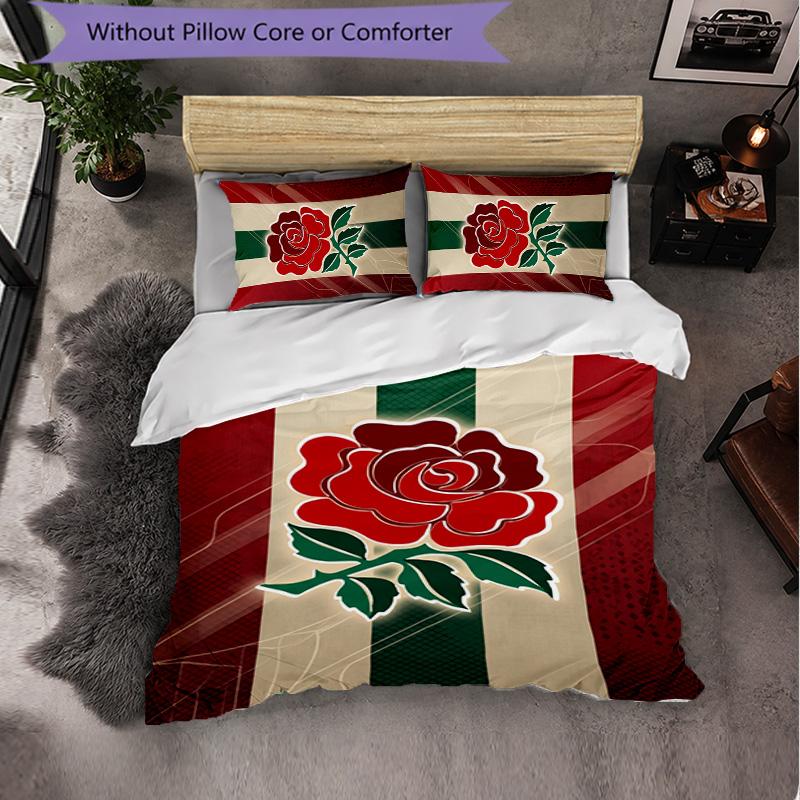 Set Biancheria da Letto 3 Pezzi in Microfibra con Fantasia Rugby Inglese Copripiumino Decorativo per Camera da Letto Uso Domestico