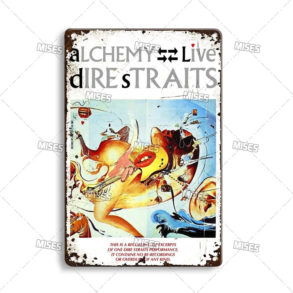 MISES Rock Band Metal Poster DIRE STRAITS Band Decorative Plate Metal Sign Rusty Metal Plaque Home Club Kitchen Metal Tin Sign