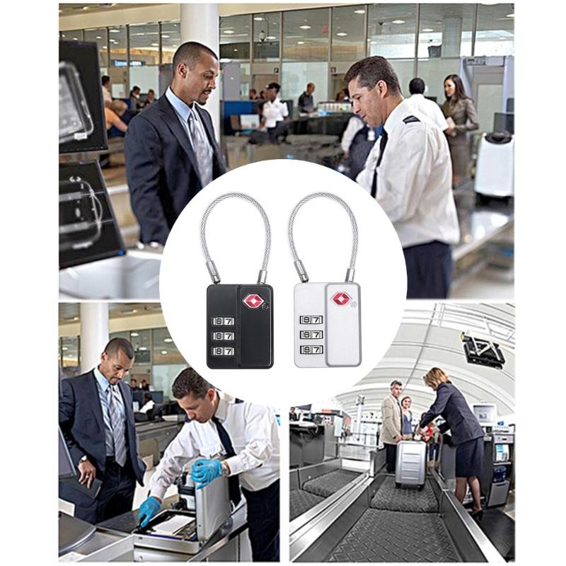 Customs Lock Luggage Lock Suitcase Lock Password Lock Travel Lock Practical Combination Padlock with Steel Cable