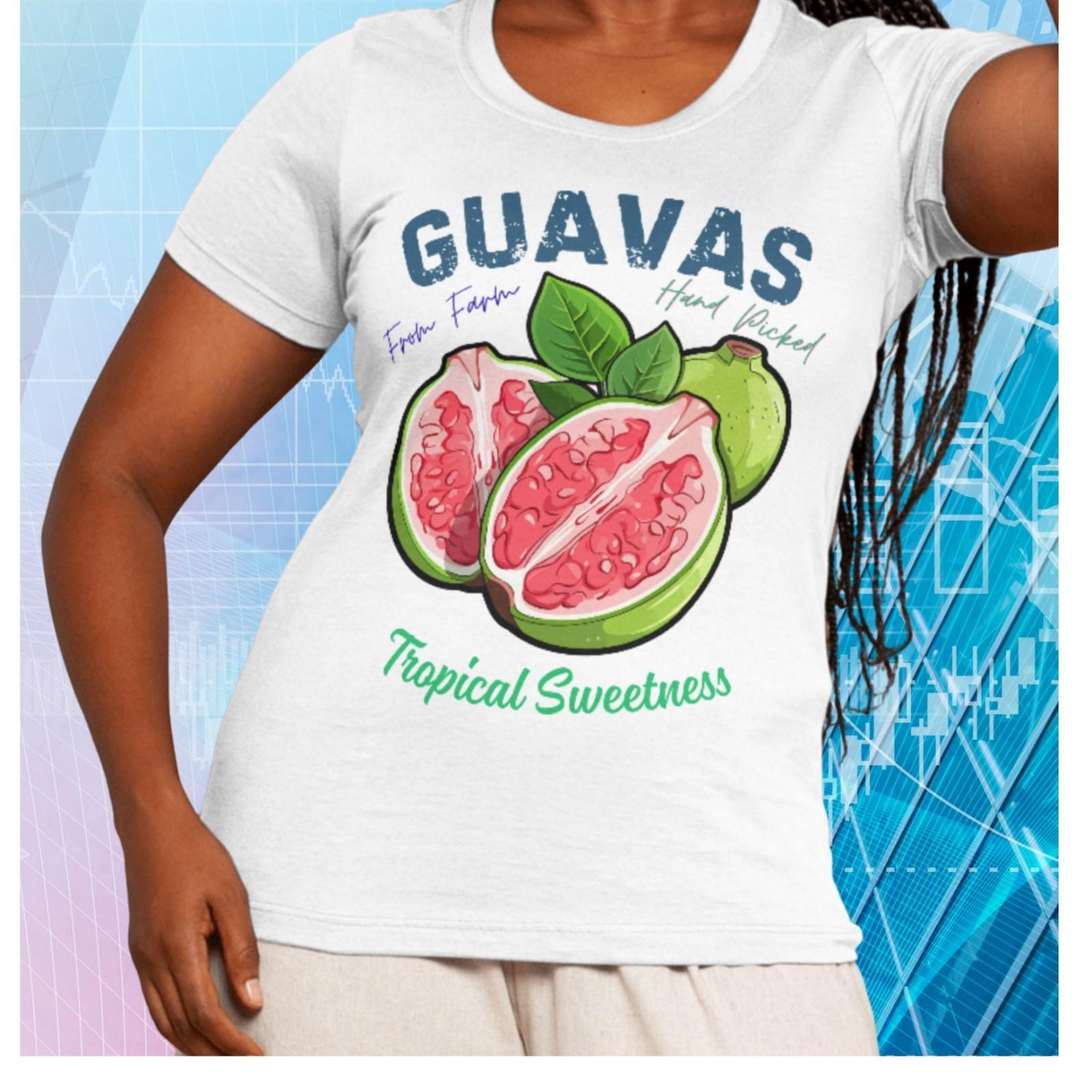 Tropical Guavas T-Shirt Summer Tee Fruit Print Shirt Beachwear Unisex Fun gift XL