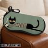 1pc Cat-themed Scratch-resistant Protective Glasses Case, Decorated with a Black Cat Holding a Coffee Cup,suitable for Everyday Glasses Wear.