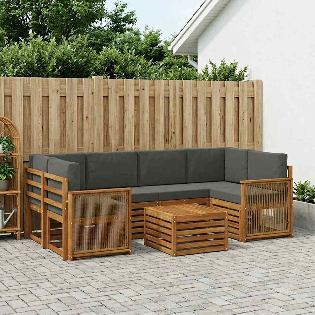 Outdoor Sofa Set with Cushions 7 pcs Natural and Anthracite