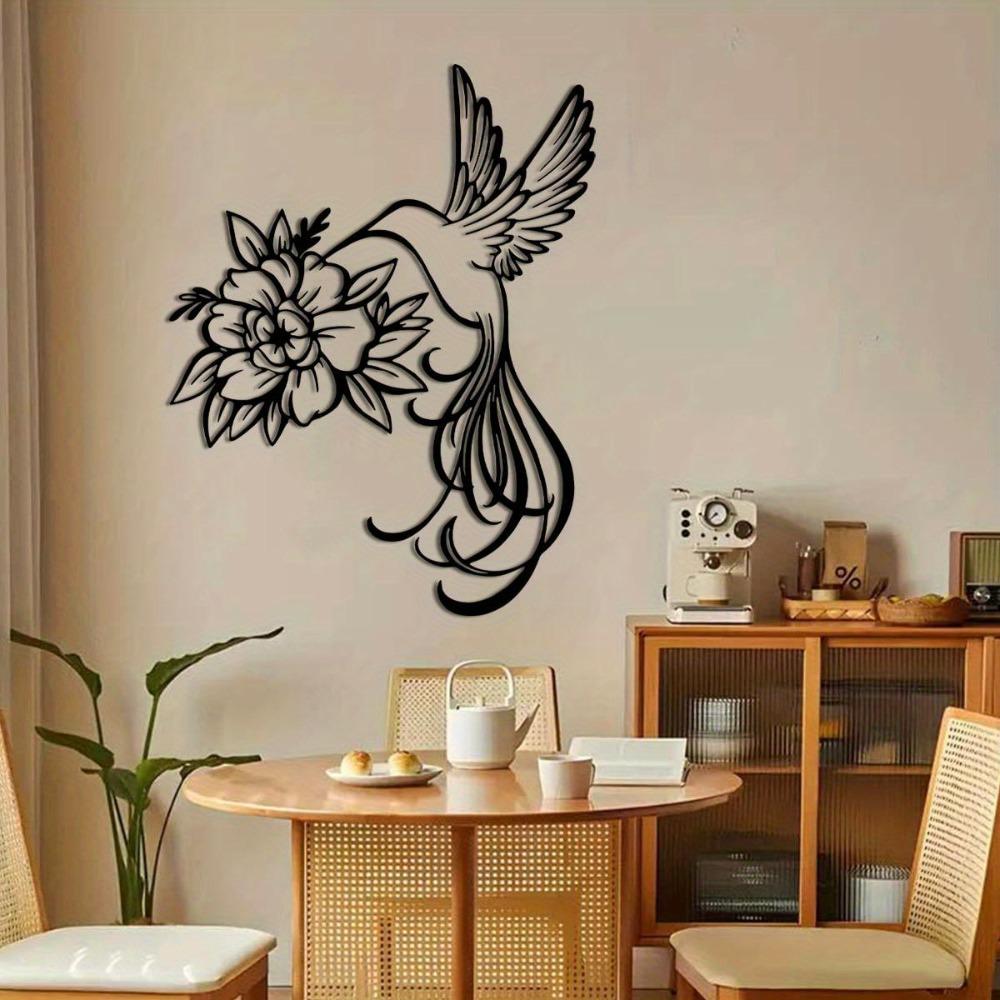 Iron Hummingbird Wall Art, Outdoor Metal Sculpture for Garden Terrace Balcony, Festive Home Decor, No Power Needed