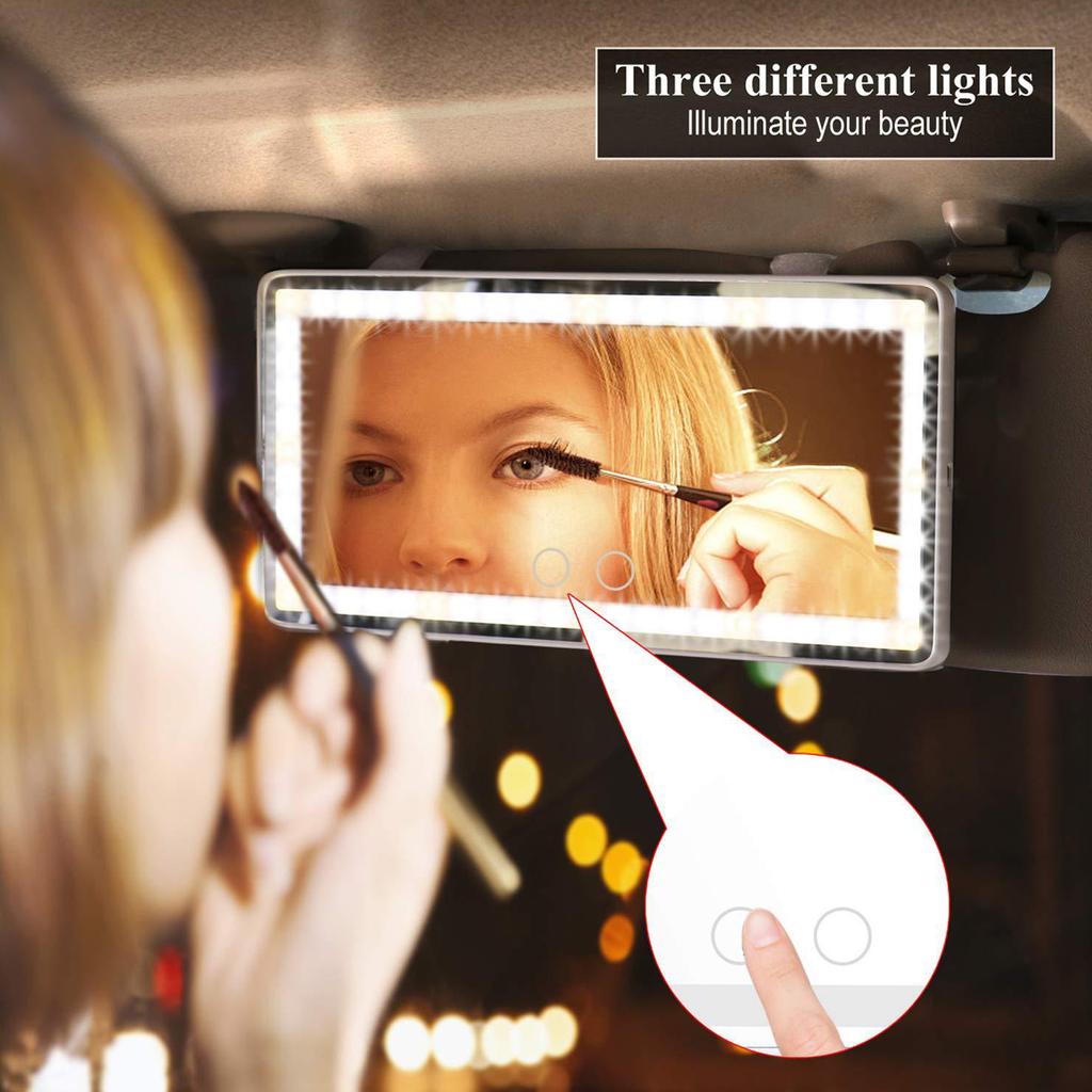 Car SunVisor Vanity Mirror - Rechargeable LED Light Makeup Mirror for All Car - Universal Car Sun