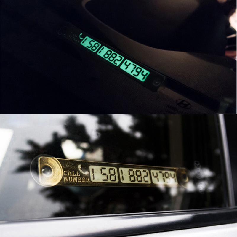 

15*2cm Car Temporary Car Parking Card Night Light Luminous Suction Cup Smart Phone Number Plate Car Interior Accessories