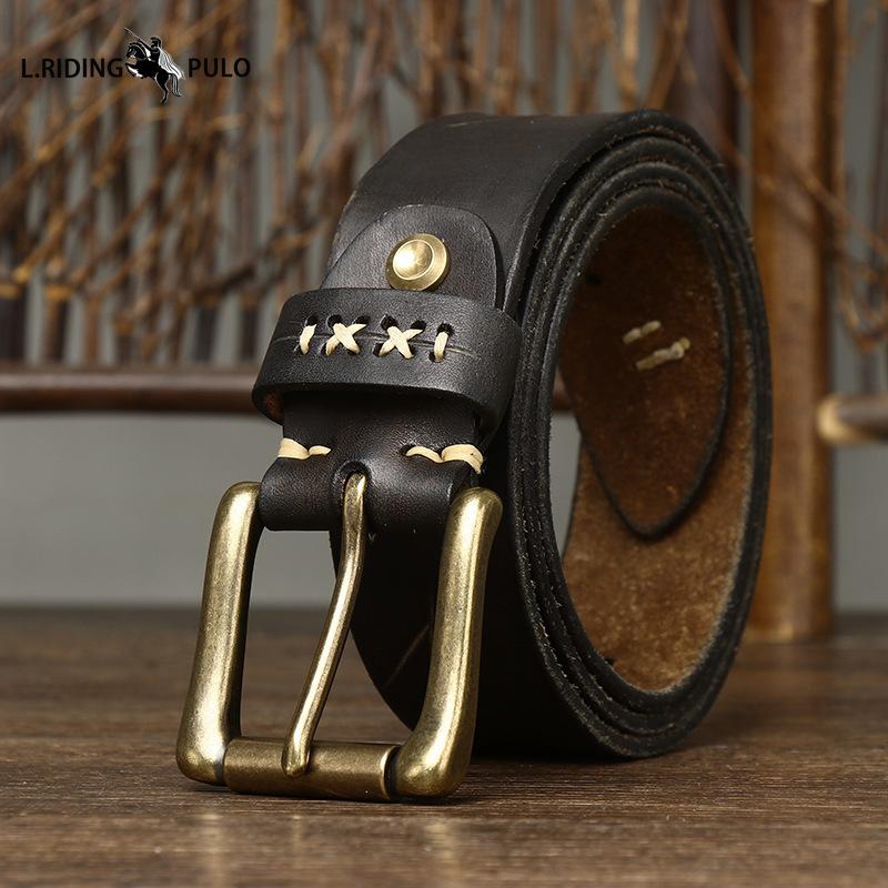 Retro Fashion Personality Style Top Layer Leather Belt Men's Genuine Leather Pin Buckle Jeans Belt