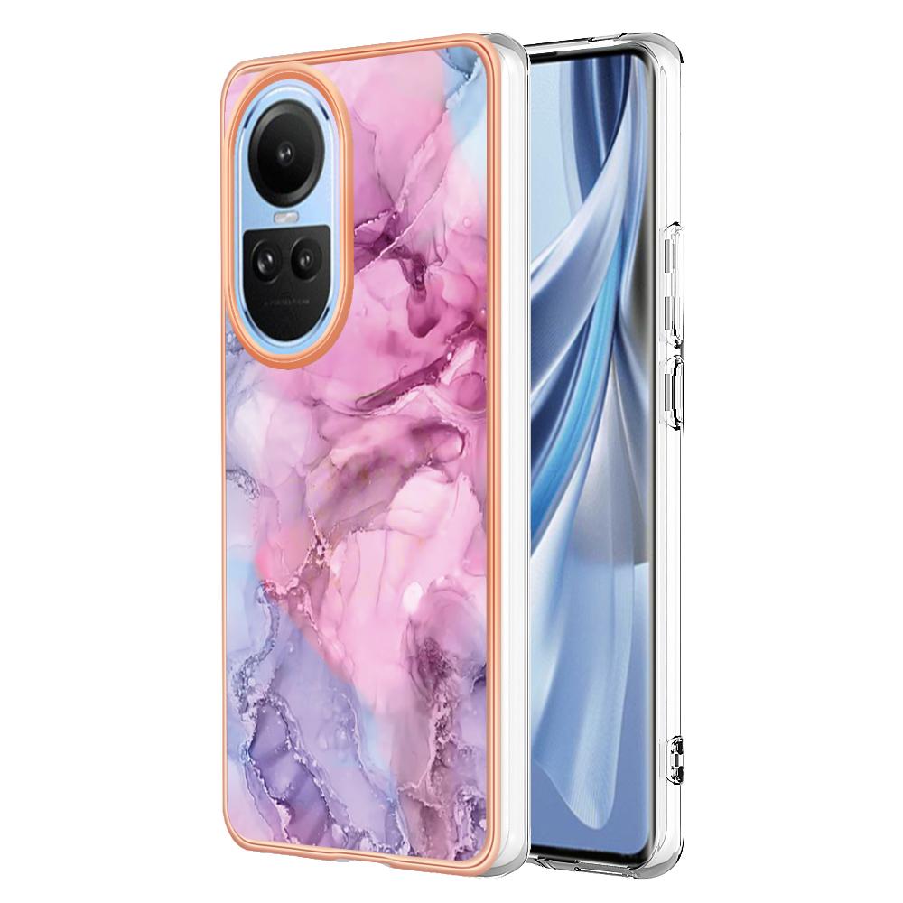YB IMD Series-16 Style E TPU Case for Oppo Reno10 5G (Global) Electroplating 2.0mm Marble Pattern IMD Phone Cover