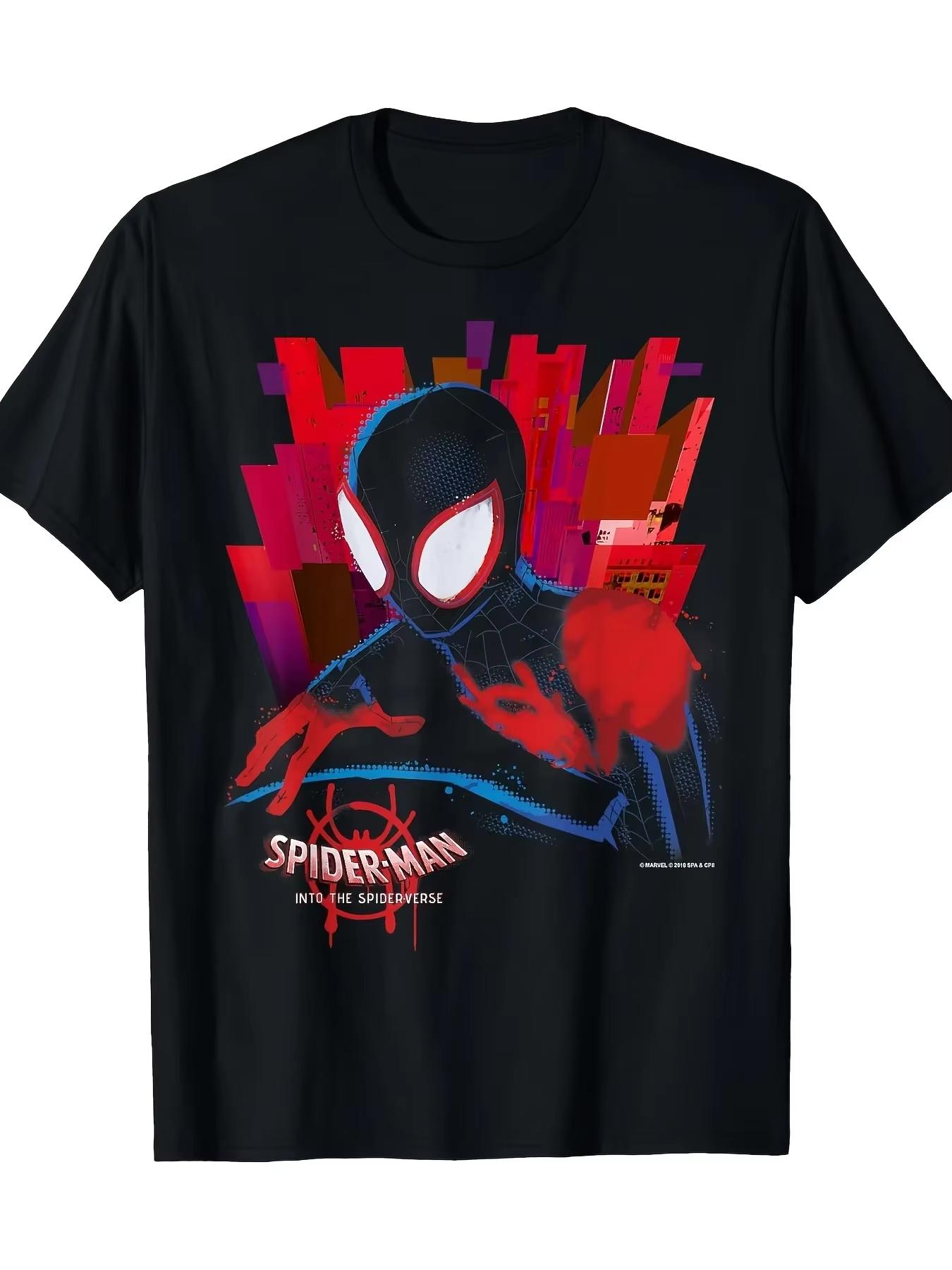 2026 new Marvel SpiderUnisex Miles Morales Summer Tshirt Comfortable and loose fit suitable for short sleeves S