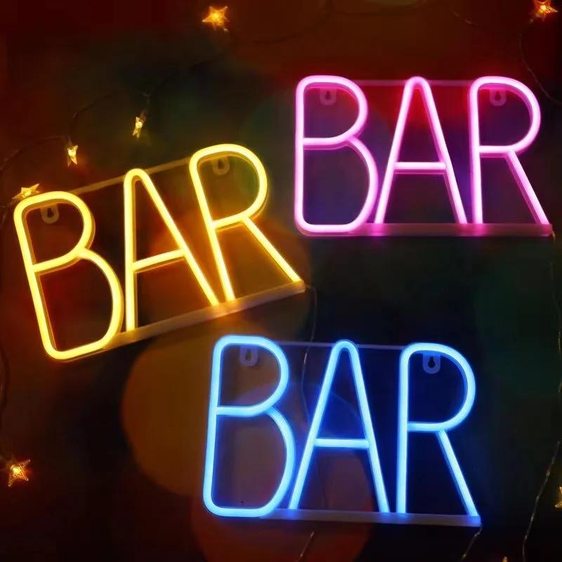 LED Bar Open Neon Signs Lights For Pub Bar Bedroom Wall Hanging Atmosphere Lamp Battery USB Home Christmas Party Room Decor
