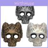 Terrifying Resin Demon Skull Mask For Halloween Role Play With Silver And Copper Horns