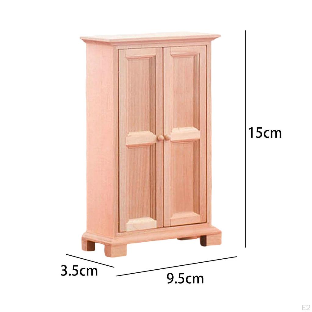 Bedroom Furniture Wardrobe Double Door Closet for 1/12 Dollhouse DIY Projects Child Accessories