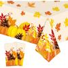 Thanksgiving Tablecloth Disposable - Fall Table Cloths Plastic Pumpkin and Maple Leaf Rectangle Table Cover Thanksgiving Party Decorations, 2 Pack
