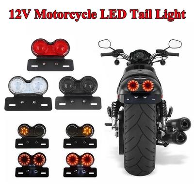 12V Universal Motorcycle Modified Rear Tail Lamp Brake Lamp Cruise Vehicle Retro Vehicle Modified LED Integrated Tail