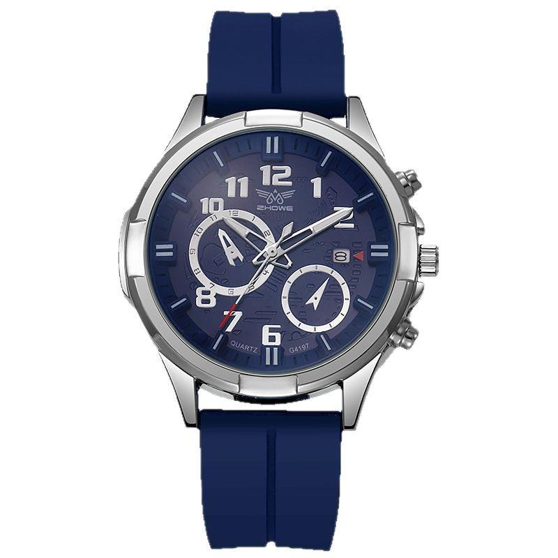 Men'S Watch Color Dial Silicone Temperament Trend Casual Quartz Watch Men Was