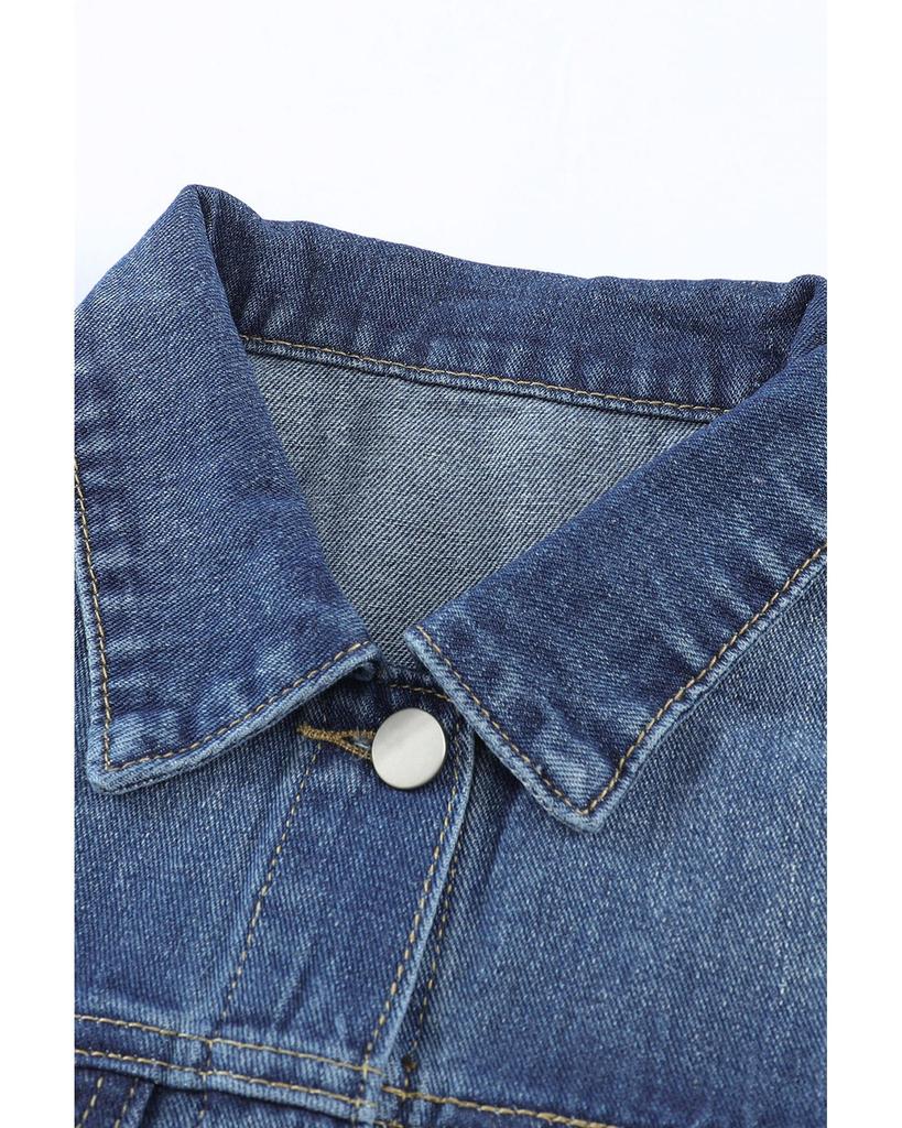 Azura Exchange Distressed Buttons Denim Jacket