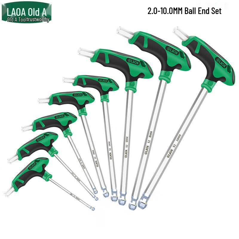 LAOA 8-Piece T-Handle Ball End Hex Key Set