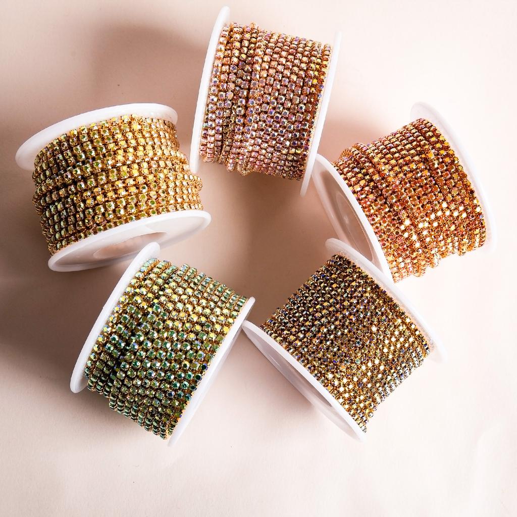 Weichen Boutique Gold Bottom Claw Chain Electrophoresis Ab Encryption Chain Night Flash Diamond Chain Diy Clothing Accessories Chain