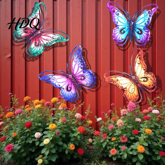Nature Inspired Home Decor Metal Butterfly Wall Decorations Garden Art Sculpture Weatherproof Hanging for Patio Fence Yard Colorful Iron Sculptures