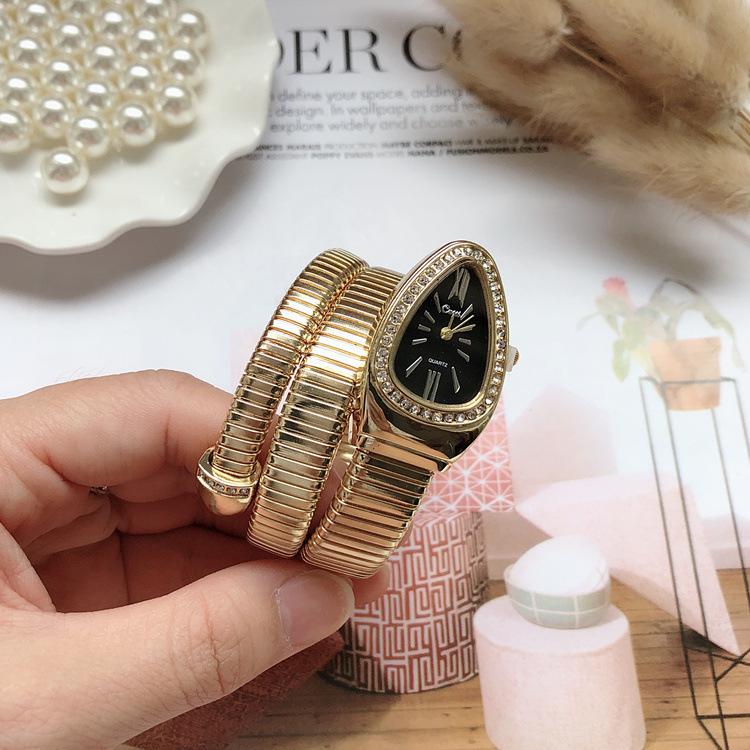 Girls' Creative Snake-Shaped Bangle Quartz Watch