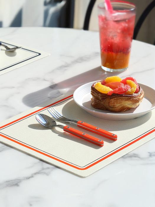 

Katewaltz Tiny Blanc Rev Cutlery Dessert 2-Piece Set with Teaspoon and Teafork Peach Fuzz