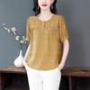Cotton and Linen Short-sleeved Shirt for Women In Summer New Style Young Mother Fashionable Age-reducing Shirt Slim Top