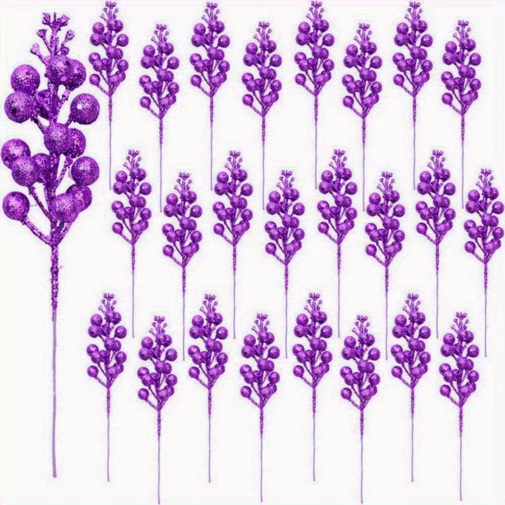 

10/20Pcs Christmas Decoration Artificial Berry Bouquet Xmas Tree Ornaments for Home Decor New Year Navidad Garland Accessories 10PCS фиолетовый