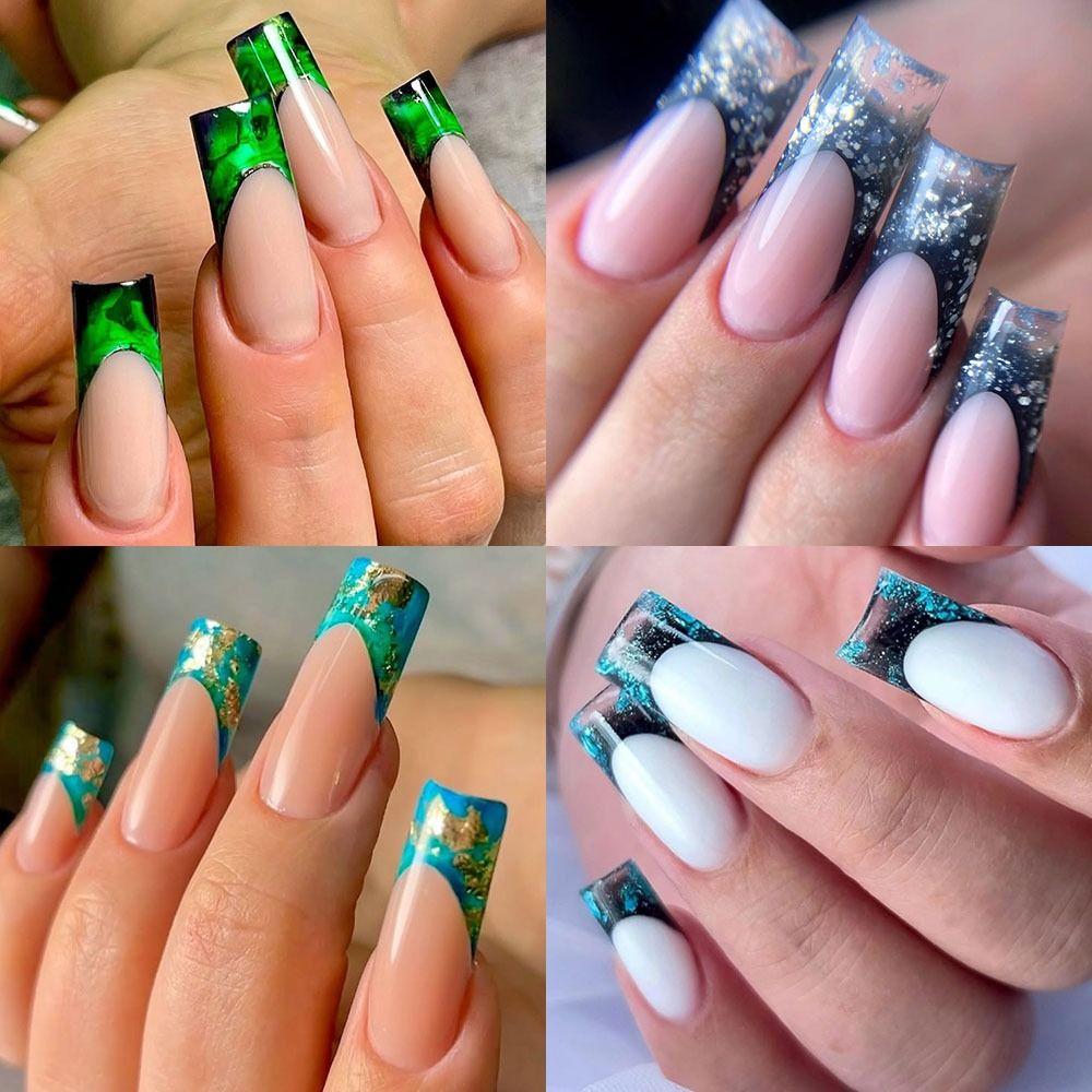 140Pcs/box with Scale Quick Building Gel Mold Square Extended Nail Plate  French Manicure Tools