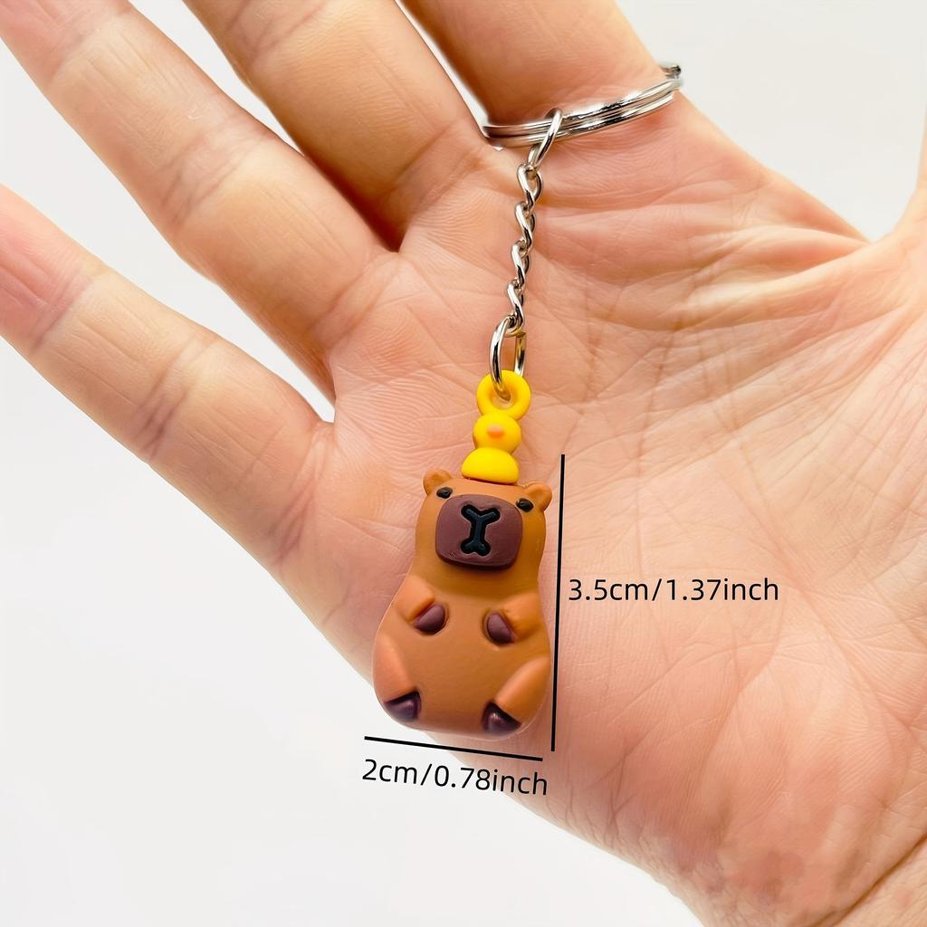 1PCS Cartoon Capybara Keychain Unisex Silicone Cute Animal Charm for Backpack, Car Pendant  Animal Theme Decorative Key Rings
