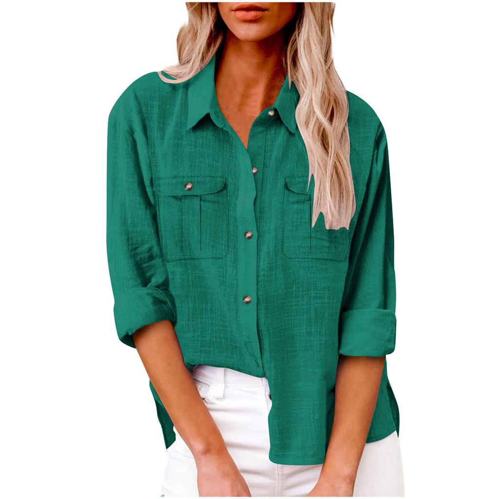 Women's Long Sleeve Button Color Loose Shirt Casual Large Size Shirt
