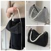 Fashion Rhinestone Shoulder Bag Pearl Chain Bag Phone Pouch Zipper Crossbody Bag for Women Handbag