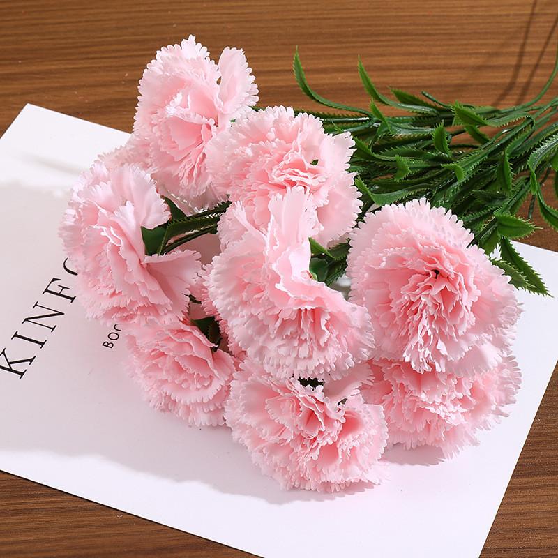 Carnation Silk Flower Bouquet For Home Office Wedding Decor Photography Prop